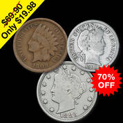 barber silver dime indian head penny liberty head CC5 a Main