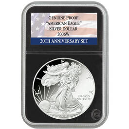 american eagle silver dollar 20th anniversary set ETA d Slab