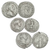 five good emperors ancient silver coin collection AG5 b Coins