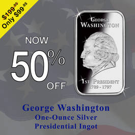 george washington one ounce silver presidential ingot PSN a Main