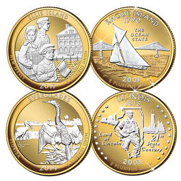 platinum and gold highlighted us state quarters AB2 c Coins