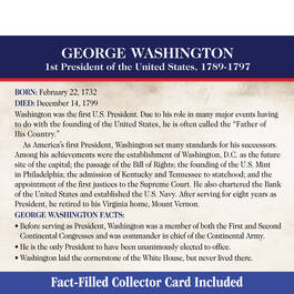 george washington one ounce silver presidential ingot PSN d Card