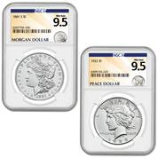 ngcx gem uncirculated morgan and peace silver dollar XMP b Coins
