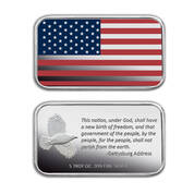 american flag colorized five ounce silver SI7 b Ingot