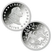 flowing hair dollar five ounce silver proof FH5 b Coin