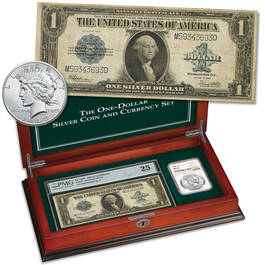 1923 one dollar silver coin and currency set DCP a Main