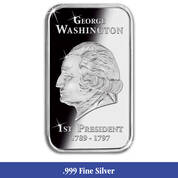 george washington one ounce silver presidential ingot PSN b Ingot