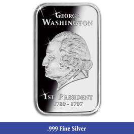 george washington one ounce silver presidential ingot PSN b Ingot