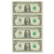 1 dollar federal reserve note uncut currency sheet UCR b Notes