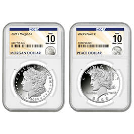 perfect 10 set of 2023 morgan and peace silver dollars MPX a Main