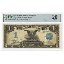 1899 one dollar silver coin and currency MBS b Note