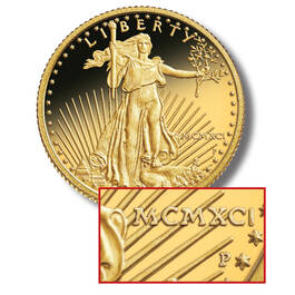 roman numeral american eagle proof gold coin GEP b Coin