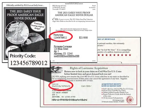 Mail order form and ad with 'Look for the Priority code